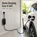 Load image into Gallery viewer, Type 2 EV Portable Charger Stations 3.5kW 16A Waterproof IP54 Control Box for Electric Cars