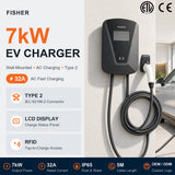 Load image into Gallery viewer, Fisher 7kw Electric Vehicle Ev Car Charger Auto 32A Type2 Electric Car Charging Station Pile for tesla 1Phase